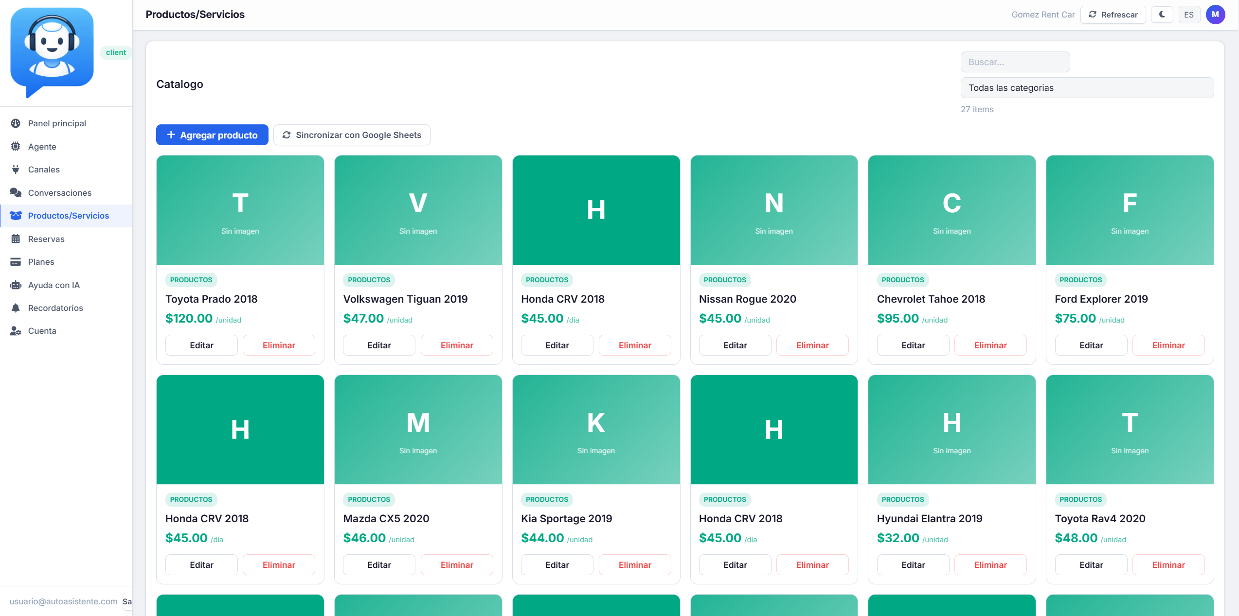 Catalogo — productos con fotos, precios y descripciones