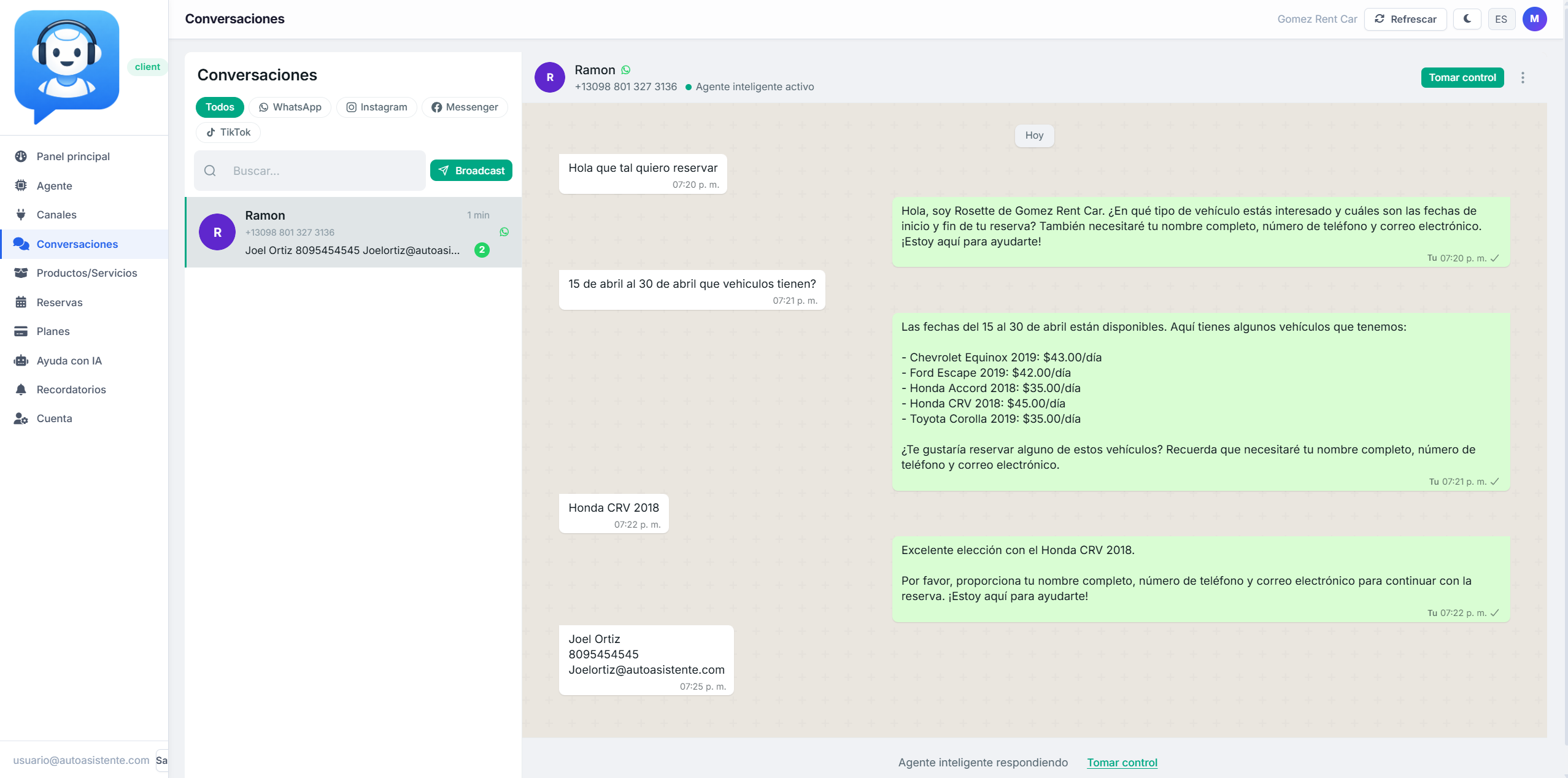 Conversaciones — todos tus chats de WhatsApp, Facebook e Instagram en un solo lugar